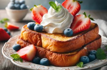 French Toast Breakfast (with Cream and fruits)
